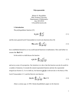1 Polyexponentials Khristo N. Boyadzhiev Ohio Northern University Departnment of Mathematics Ada, OH 45810 K-Boyadzhiev@Onu.Edu