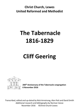 The Tabernacle 1816-1829