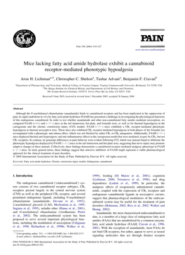 Mice Lacking Fatty Acid Amide Hydrolase Exhibit a Cannabinoid Receptor-Mediated Phenotypic Hypoalgesia