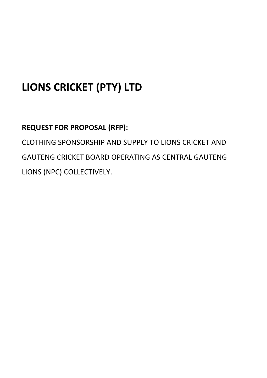 Central Gauteng Lions Cricket