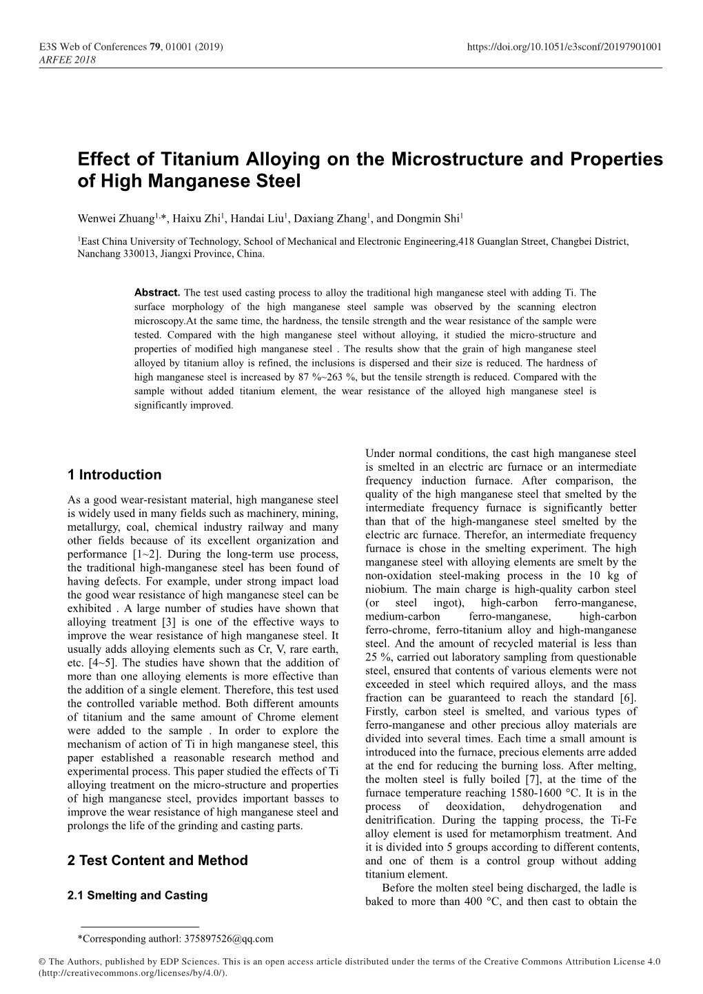 Effect of Titanium Alloying on the Microstructure and Properties of High Manganese Steel