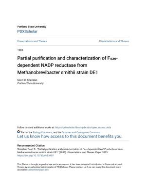 Partial Purification and Characterization of F₄₂₀- Dependent NADP Reductase from Methanobrevibacter Smithii Strain DE1