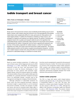 Iodide Transport and Breast Cancer