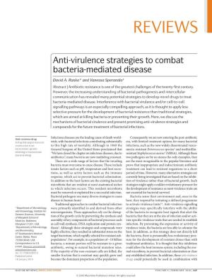 Anti-Virulence Strategies to Combat Bacteria-Mediated Disease
