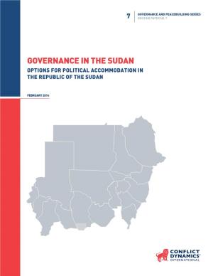 Governance in the Sudan Options for Political Accommodation in the Republic of the Sudan