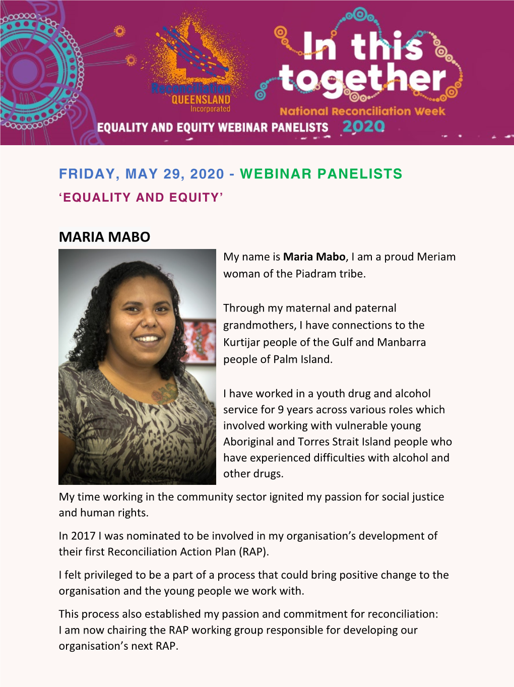 Equality and Equity Webinar Panelists