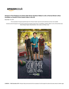 Amazon's First Original Live-Action Kids Series Gortimer Gibbon's Life