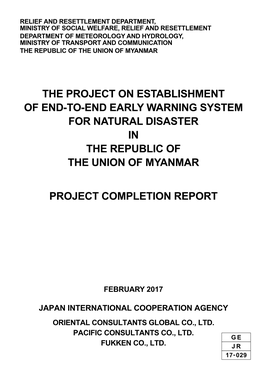 The Project on Establishment of End-To-End Early Warning System for Natural Disaster in the Republic of the Union of Myanmar