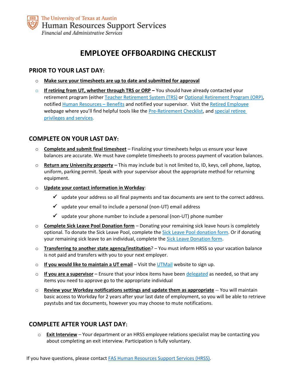 Employee Offboarding Checklist