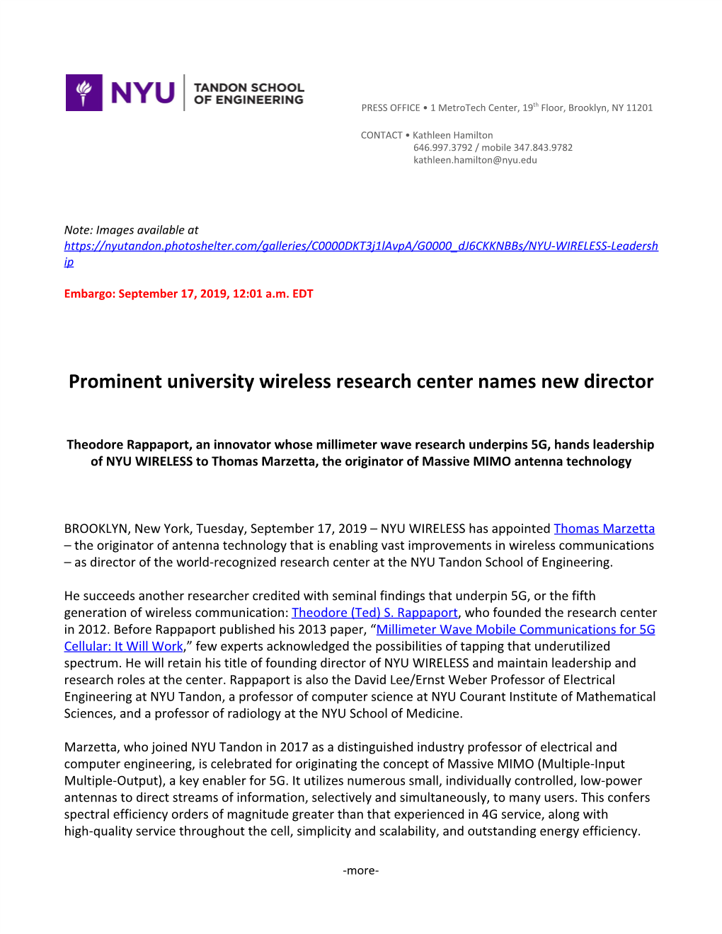 Prominent University Wireless Research Center Names New Director