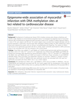 Epigenome-Wide Association of Myocardial Infarction with DNA