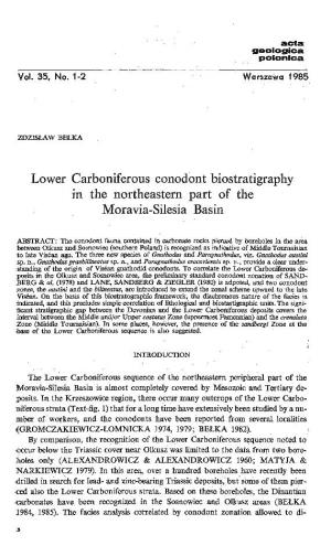 Lower Carboniferous Conodont Biostratigraphy Ln the Northeastern Part of the Moravia-Silesia Basin