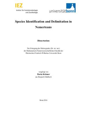 Species Identification and Delimitation in Nemerteans