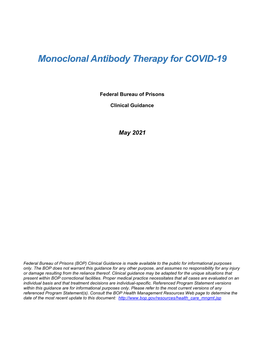 Monoclonal Antibody Therapy for COVID-19