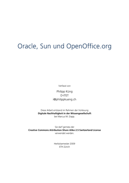 Oracle, Sun Und Openoffice.Org