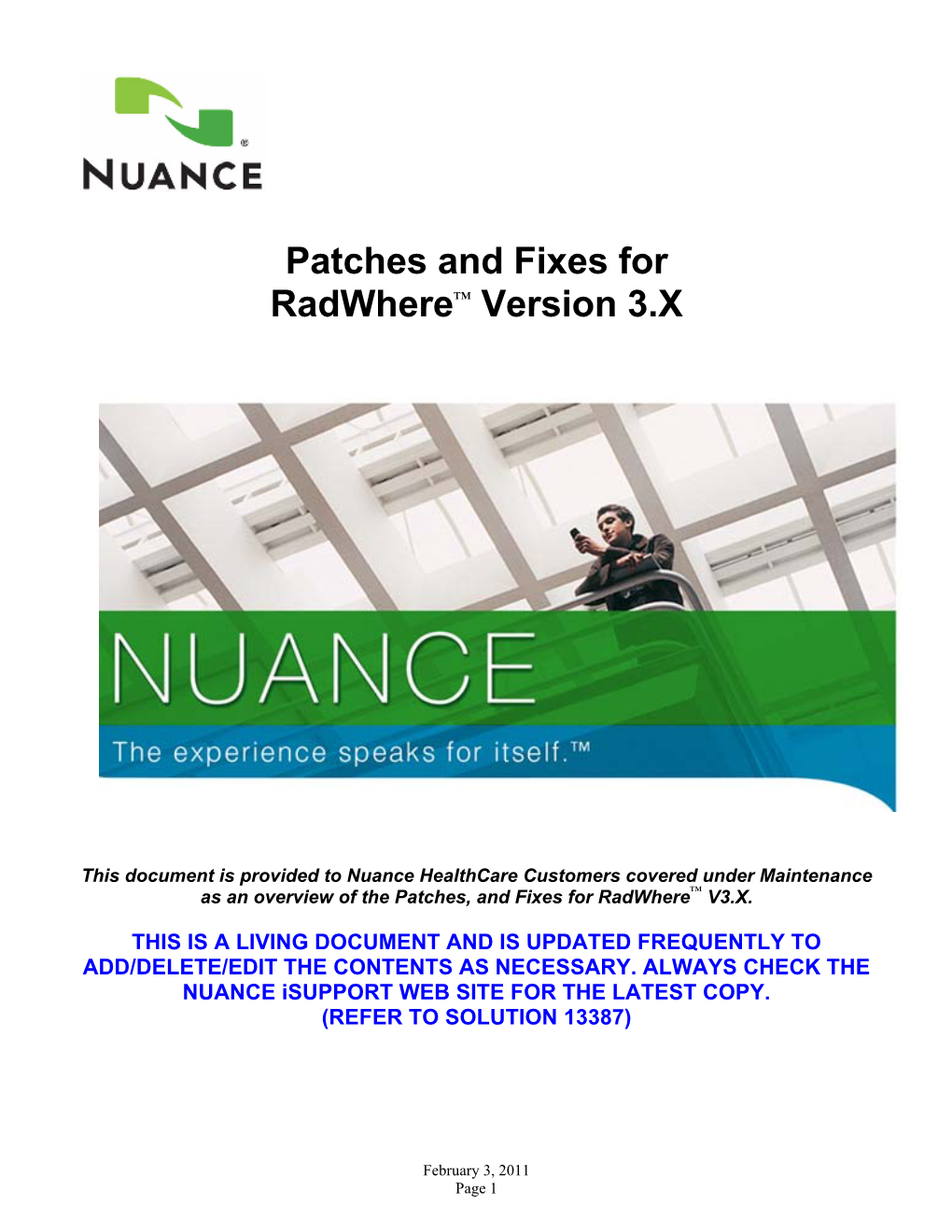 Patches and Fixes for Radwhere™ Version 3.X