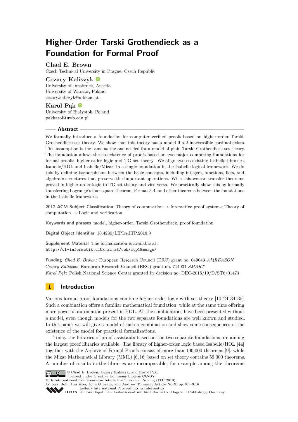 Higher-Order Tarski Grothendieck As a Foundation for Formal Proof Chad E