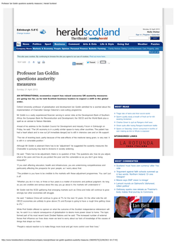 Professor Ian Goldin Questions Austerity Measures | Herald Scotland