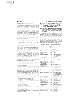 Natured Alcohol and Spe- Acetylation Product Occurring As a Cially Denatured Rum White Or Cream-Colored Powder Having an Intensely Bitter Taste