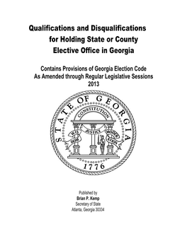 Qualifications and Disqualifications for Holding State Or County Elective Office in Georgia