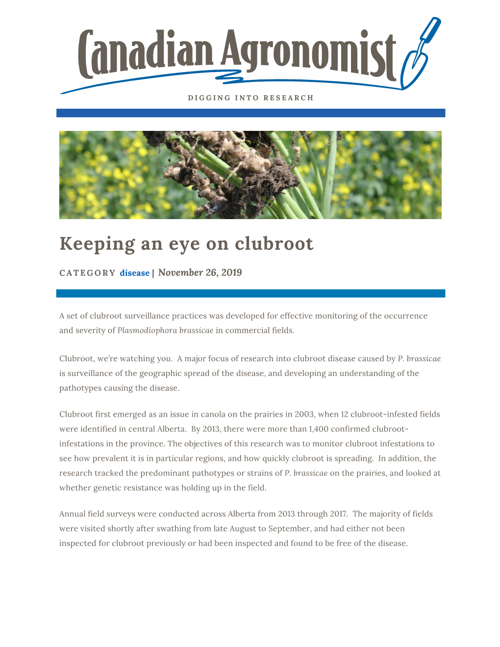 Keeping an Eye on Clubroot