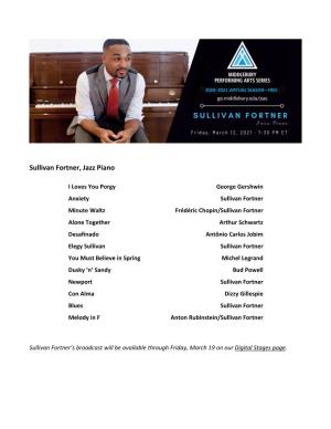 Sullivan Fortner, Jazz Piano