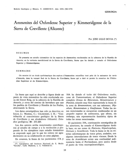 Ammonites Del Oxfordense Superior Y Kimmeridgense De La Sierra De Crevillente (Alicante)