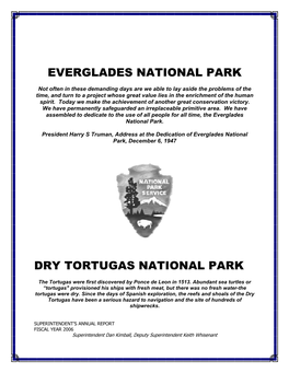 Everglades National Park Dry Tortugas National Park