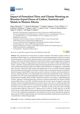 Impact of Permafrost Thaw and Climate Warming on Riverine Export Fluxes of Carbon, Nutrients and Metals in Western Siberia