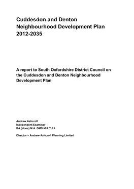 Cuddesdon and Denton Neighbourhood Development Plan 2012-2035