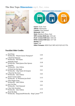 The Box Tops Dimensions Mp3, Flac, Wma