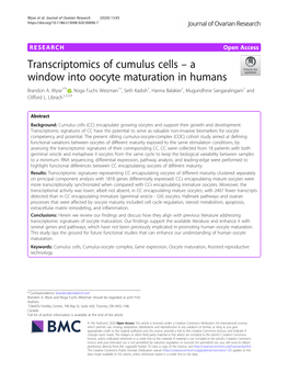 Transcriptomics of Cumulus Cells – a Window Into Oocyte Maturation in Humans Brandon A