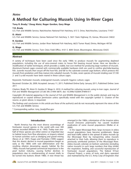 A Method for Culturing Mussels Using In-River Cages Tony R