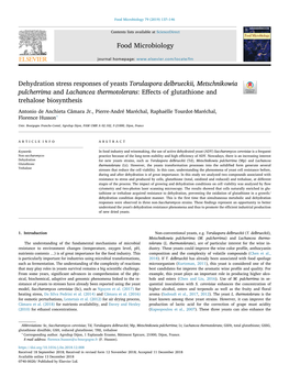 Food Microbiology Dehydration Stress Responses of Yeasts Torulaspora