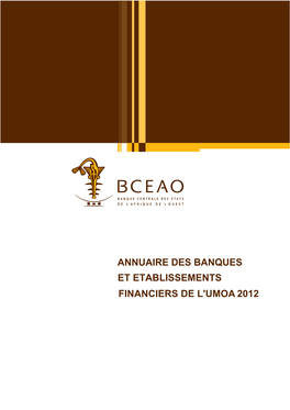 Annuaire Des Banques Et Etablissements Financiers De L'umoa 2012
