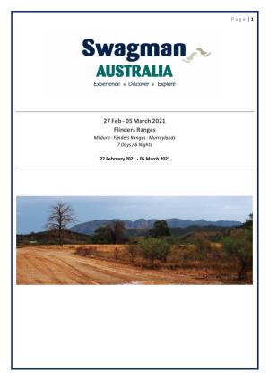 05 March 2021 Flinders Ranges Mildura - Flinders Ranges - Murraylands 7 Days / 6 Nights
