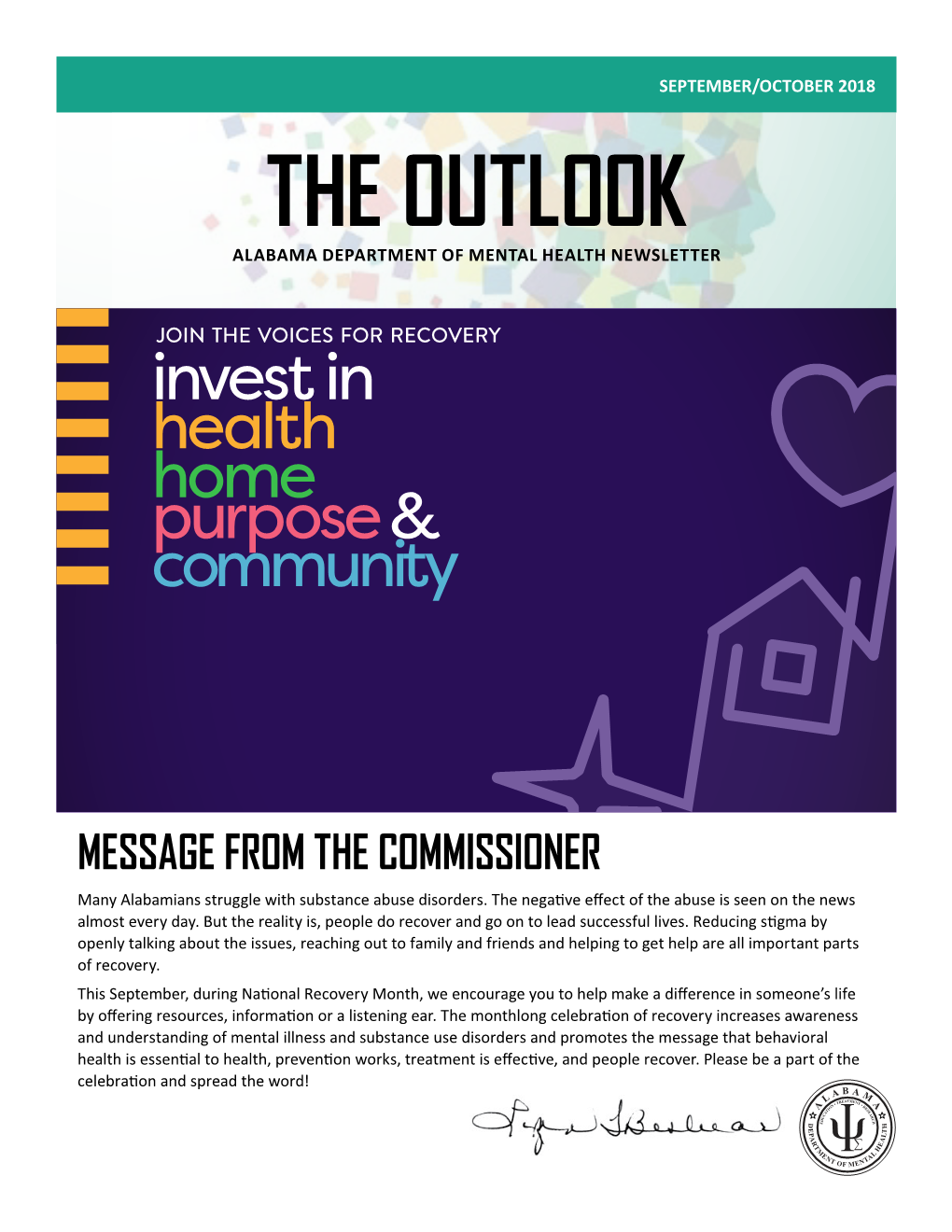 THE OUTLOOK Alabama DEPARTMENT of Mental Health Newsletter