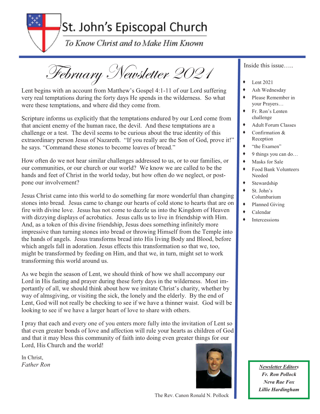 St Johns February 2021 Newsletter