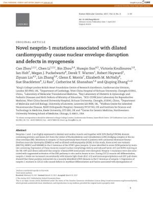 Novel Nesprin-1 Mutations Associated with Dilated