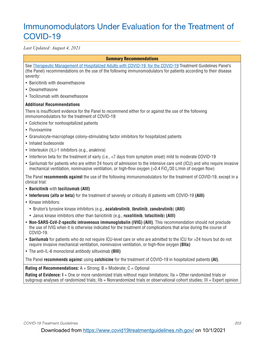 Immunomodulators Under Evaluation for the Treatment of COVID-19