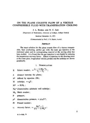 On the Plane Couette Flow of a Viscous Compressible Fluid with Transpiration Cooling