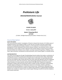 Prehistoric Life SNC210/SW259 (Online Course)