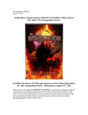 Author/Heavy Metal Guitarist JEREMY WAGNER's Talks to Flavor Flav About 'The Armageddon Chord'! See Below for Barnes &