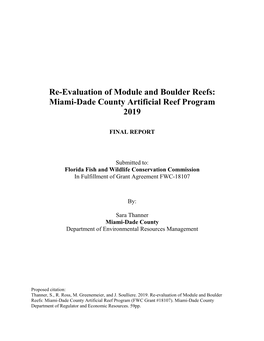 Re-Evaluation of Module and Boulder Reefs Final Report