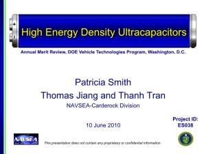 High Energy Density Ultracapacitors