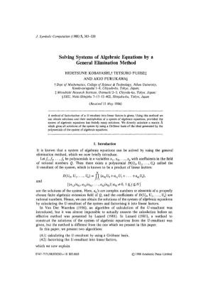 Solving Systems of Algebraic Equations by a General Elimination Method