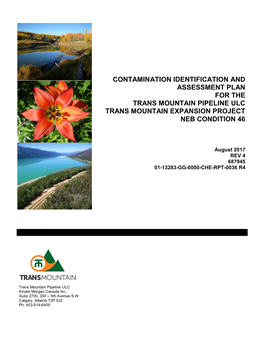 Contamination Identification and Assessment Plan for the Trans Mountain Pipeline Ulc Trans Mountain Expansion Project Neb Condition 46
