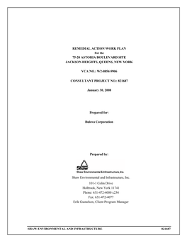 Remedial Action Work Plan 75-20 Astoria Boulevard Site Jackson Heights, Queens, New York