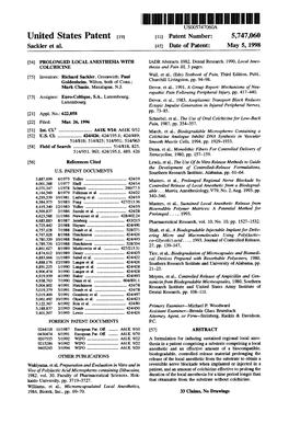 United States Patent (19) 11 Patent Number: 5,747,060 Sackler Et Al