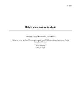 Beliefs About Authentic Music